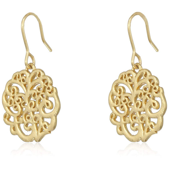 Estele Gold Plated Mesh Design Drop Earrings for women