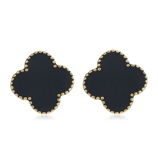 My Heart Of Cube Black Enamel Stud Earring