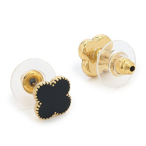 My Heart Of Cube Black Enamel Stud Earring