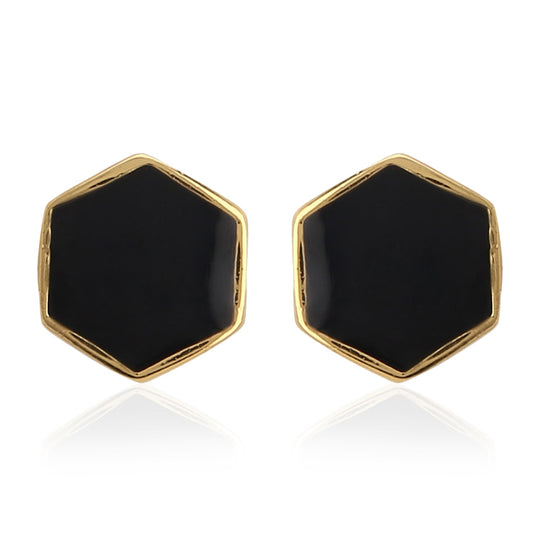 MY HEART OF BLACK HEXAGON ENAMEL EARRING