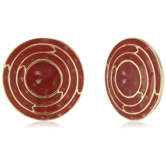 Estele  Gold Plated Red rectangle Stud Earrings for women