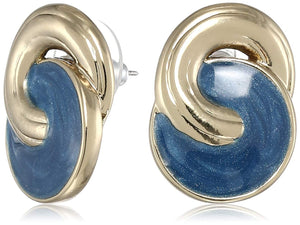 Estele Rose gold Blue colour Design mosaic Studs for women
