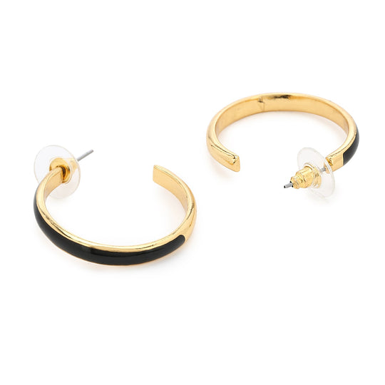 Black Enamel Studs Earrings