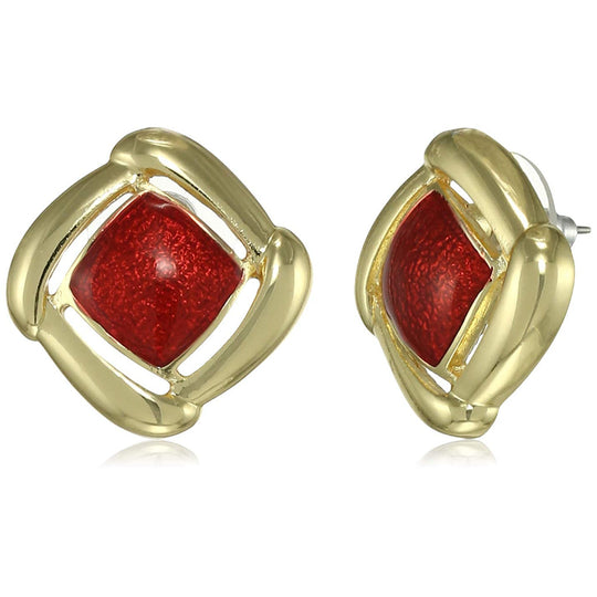 Estele  Diamond shaped Red colour mosaic trendy stug earrings for women