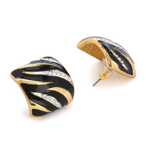 Black Enamel Square modal Stud