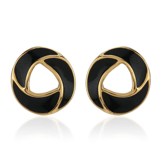 Black Enamel Stud Earrings