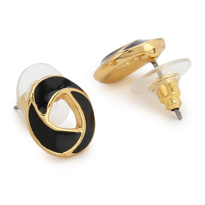 Black Enamel Stud Earrings
