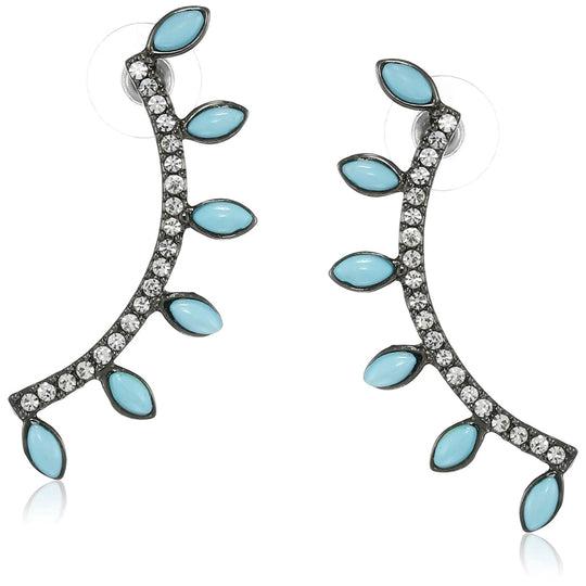 Estele Zinc Ally Oxidized Silver Plated Blue marquiese studded Ear Cuffs For Girls