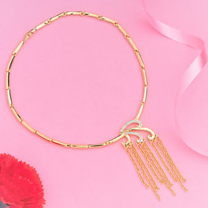Estele  Gold Plated Chain Danglers Necklace for Women
