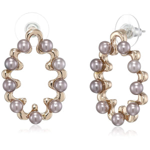 Estele Rose Gold Plated Blush Glass Pearl designer Stud Earrings for women