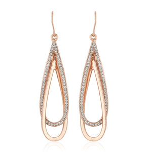 Estele Rose Gold Plated Water Drop Shaped Earrings with Crystals for women