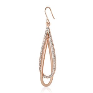 Estele Rose Gold Plated Water Drop Shaped Earrings with Crystals for women
