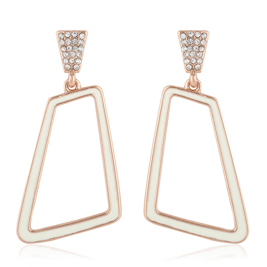 ROSE GOLD WITH WHITE ENAMEL HEXAGON DANGLERS