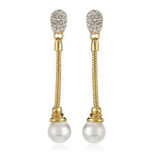 Estele - 24 CT gold plated trendy Glass Pearl Tassel Necklace set