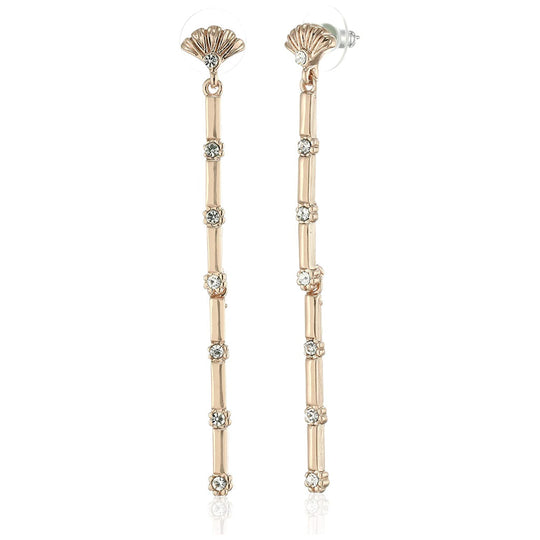 Estele Bling diamond gold plated studded sugarcane earrings for women