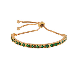 Estele 24 karat Gold Plated Exquisite Emrald Crystal Pendant Ring Bracelet and Earrings Combo for Girls
