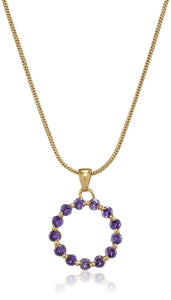 Estele Gold Plated Purple Crystal Pendant Ring Bracelet and Earrings Combo for Girls