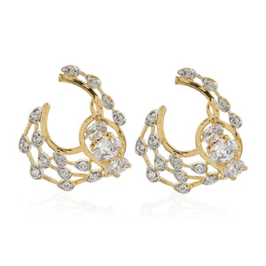 Estele Valentines Day Jewellery Earrings - Gold Plated Alloy Metal Pink & White American Diamond Stone Stone Stud Earrings For Girls & Women