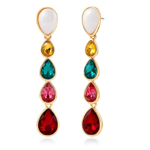 Multicolour Gemstone Crystals Drop Earrings