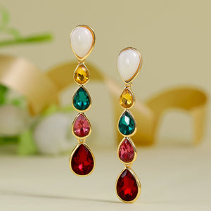Multicolour Gemstone Crystals Drop Earrings