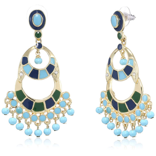 Estele Blue colour enamel Dangle earrings for women