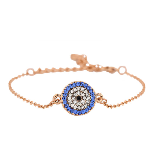 Estele Coin Evil Eye Rose Gold Bracelet Using Austrian Stones (adjustable)