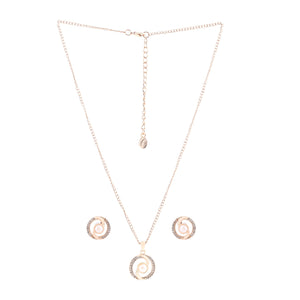 Rose Gold Pearl With Ad Stone Necklace