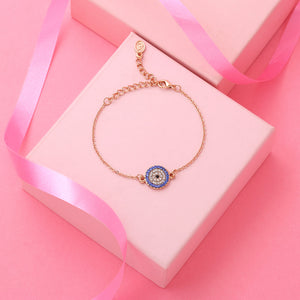 Estele Coin Evil Eye Rose Gold Bracelet Using Swarovski Stones (adjustable)