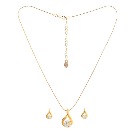 Estele 24 Kt Gold Plated Jasmine Flower Diamante Necklace Set for Women