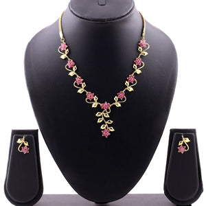 Estele Gold Plated Ruby Traditional Necklace Jewellery Set for Women