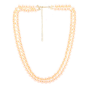 Estele - Creamy Glass Pearl Double Line Necklace