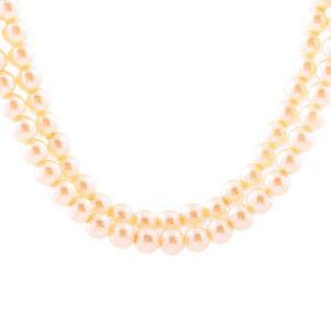 Estele - Creamy Glass Pearl Double Line Necklace
