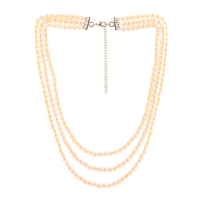 Estele Creamy Glass Pearl three layered necklace