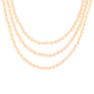 Estele Creamy Glass Pearl three layered necklace