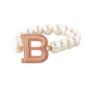 Estele Rose Gold Plated Beautiful "B" Letter Glass Pearl Bracelet for Women