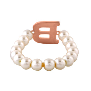Estele Rose Gold Plated Beautiful "B" Letter Glass Pearl Bracelet for Women