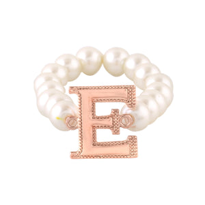 Estele Rose Gold Plated Elegant "E" Letter Glass Pearl Bracelet for Women