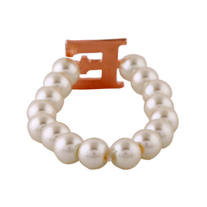 Estele Rose Gold Plated Elegant "E" Letter Glass Pearl Bracelet for Women