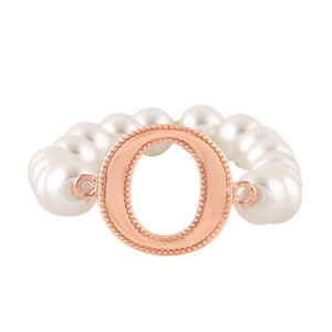Estele Rose Gold Plated Opulent "O" Letter Glass Pearl Bracelet for Women