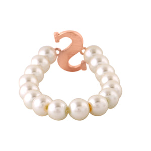 Estele Rose Gold Plated Stunning "S" Letter Glass Pearl Bracelet for Women