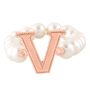 Estele Rose Gold Plated Versatile "V" Letter Glass Pearl Bracelet for Women