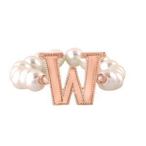 Estele Rose Gold Plated Wonderful "W" Letter Glass Pearl Bracelet for Women