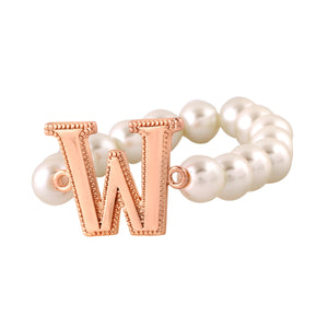 Estele Rose Gold Plated Wonderful "W" Letter Glass Pearl Bracelet for Women