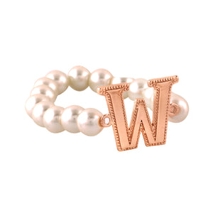Estele Rose Gold Plated Wonderful "W" Letter Glass Pearl Bracelet for Women