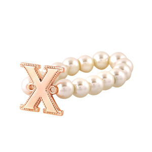 Estele Rose Gold Plated Distinctive "X" Letter Glass Pearl Bracelet for Women