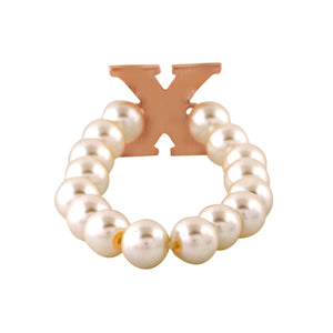 Estele Rose Gold Plated Distinctive "X" Letter Glass Pearl Bracelet for Women