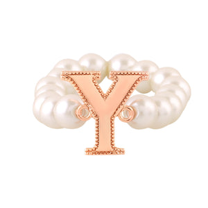 Estele Rose Gold Plated Beautiful "Y" Letter Glass Pearl Bracelet for Women