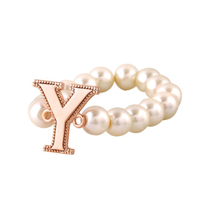 Estele Rose Gold Plated Beautiful "Y" Letter Glass Pearl Bracelet for Women