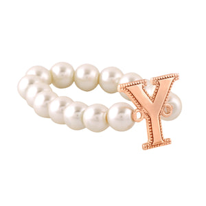 Estele Rose Gold Plated Beautiful "Y" Letter Glass Pearl Bracelet for Women