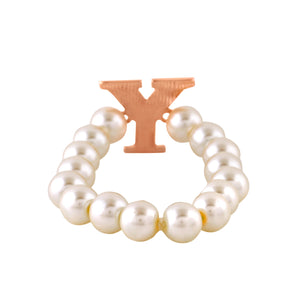 Estele Rose Gold Plated Beautiful "Y" Letter Glass Pearl Bracelet for Women